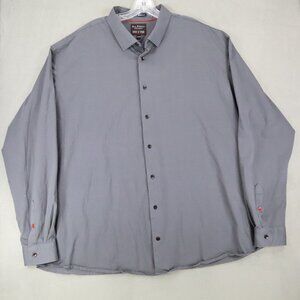 Au Noir Mens Button Down 360 Stretch Shirt Sz 10 6XL Gray Long Sleeve